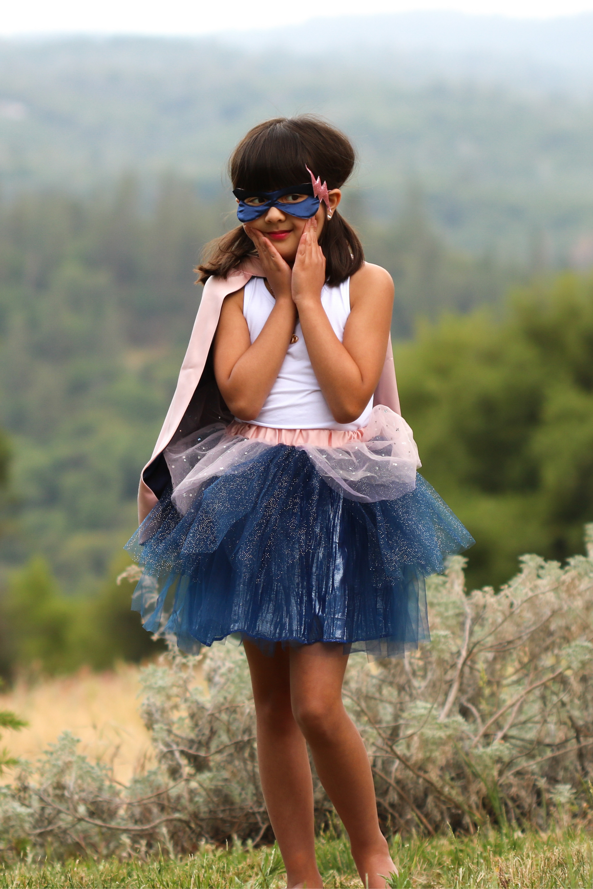 Super-duper Tutu/Cape/Mask - Pink & Navy
