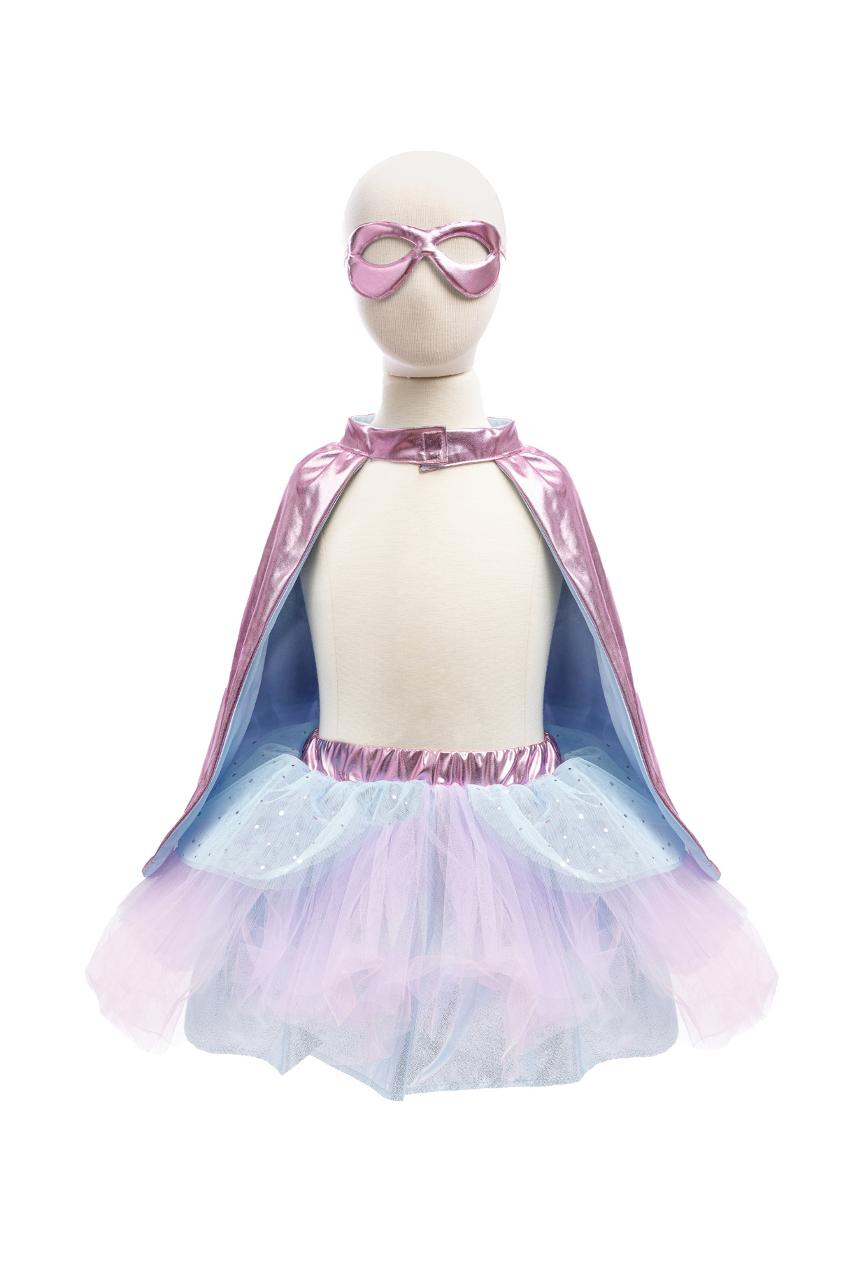 Super-duper Tutu/Cape/Mask - Metallic Pink & Light Blue