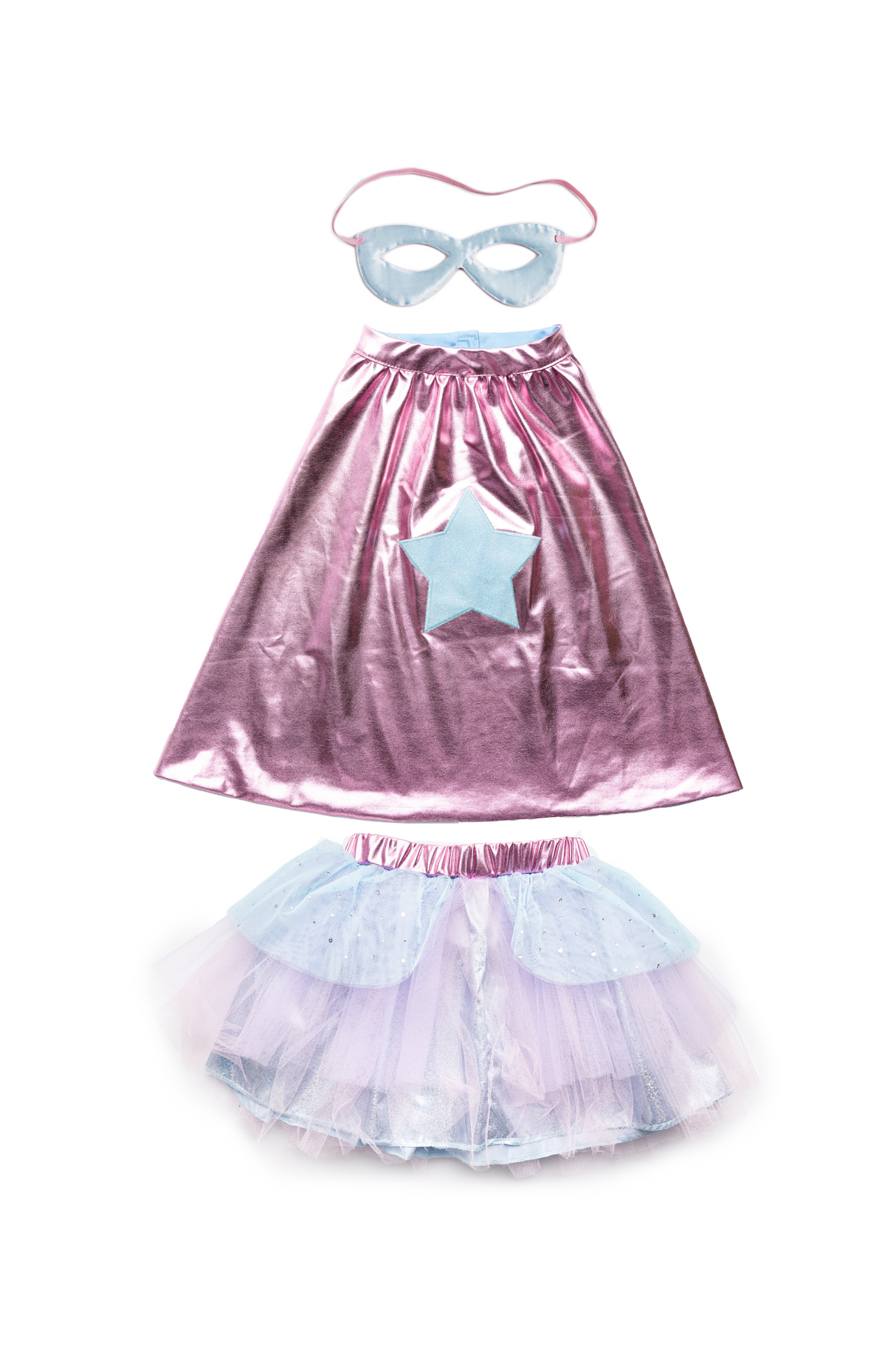 Super-duper Tutu/Cape/Mask - Metallic Pink & Light Blue