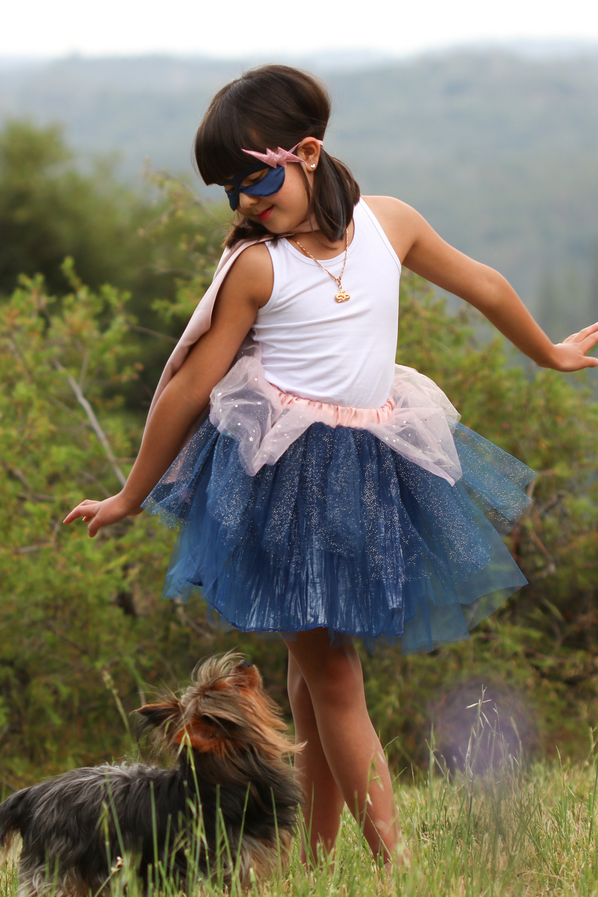 Super-duper Tutu/Cape/Mask - Pink & Navy