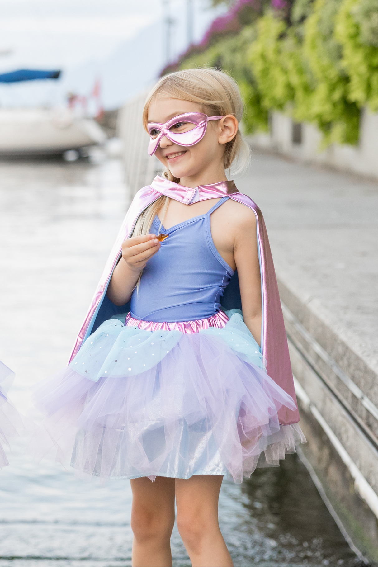 Super-duper Tutu/Cape/Mask - Metallic Pink & Light Blue