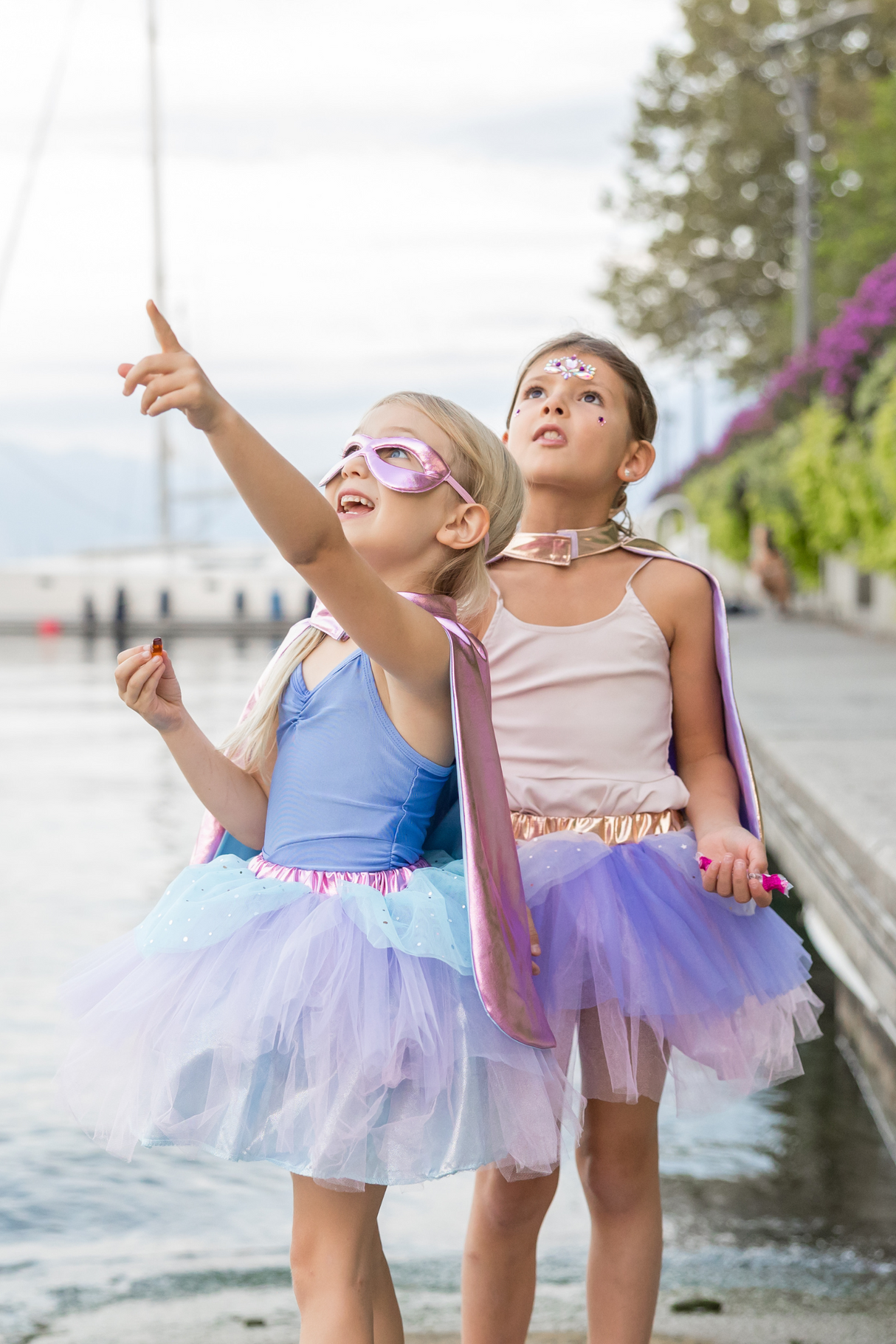 Super-duper Tutu/Cape/Mask - Metallic Pink & Light Blue