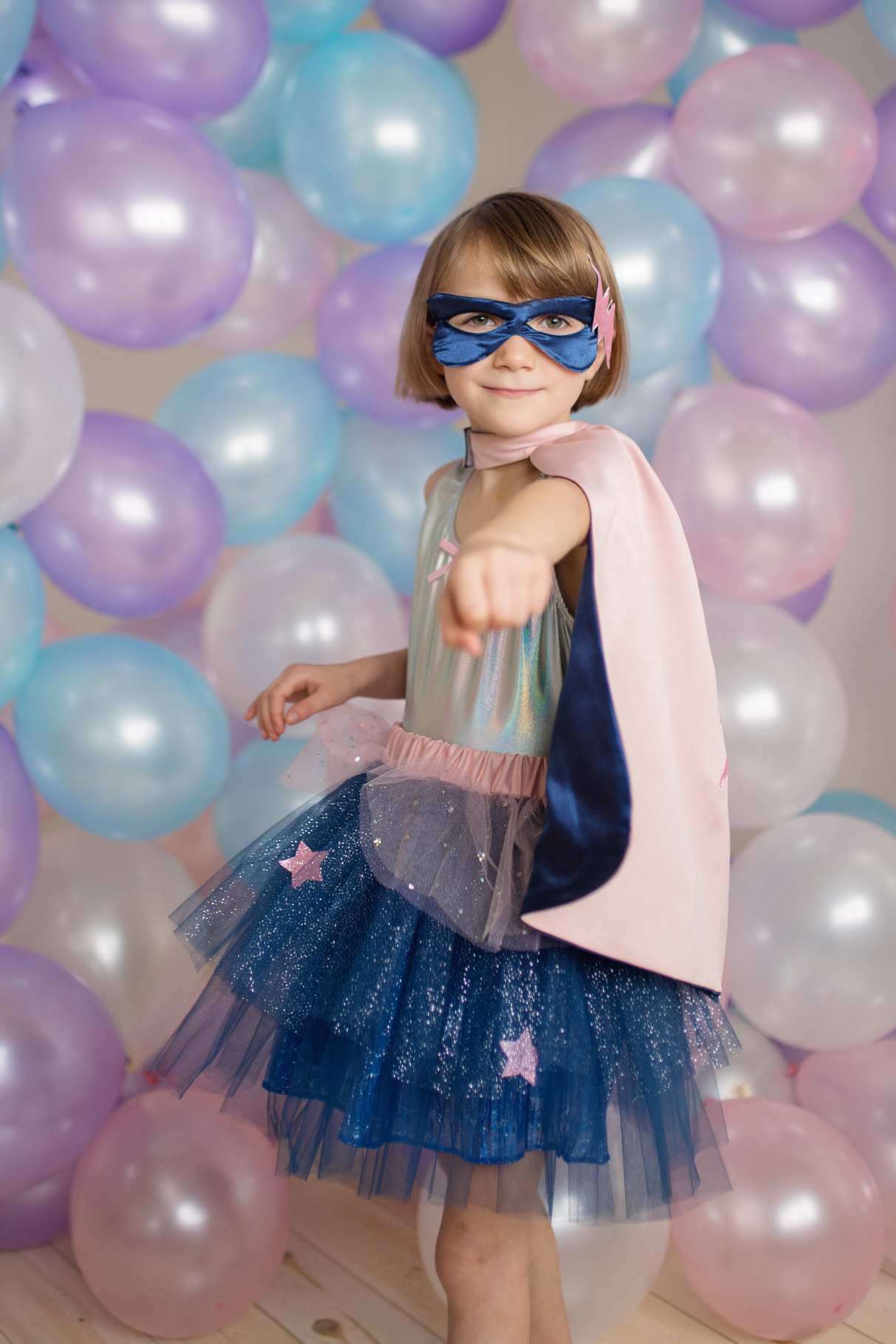 Super-duper Tutu/Cape/Mask - Pink & Navy