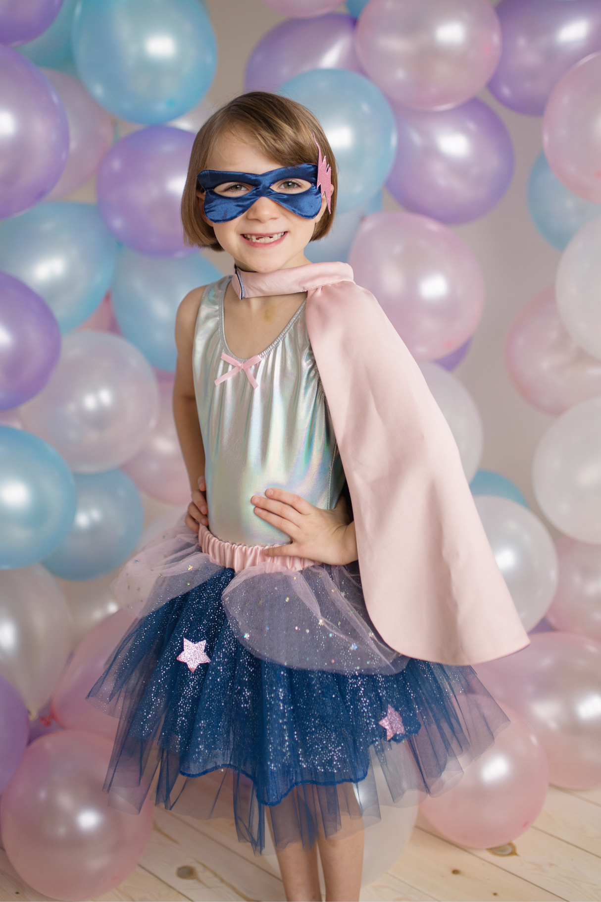 Super-duper Tutu/Cape/Mask - Pink & Navy