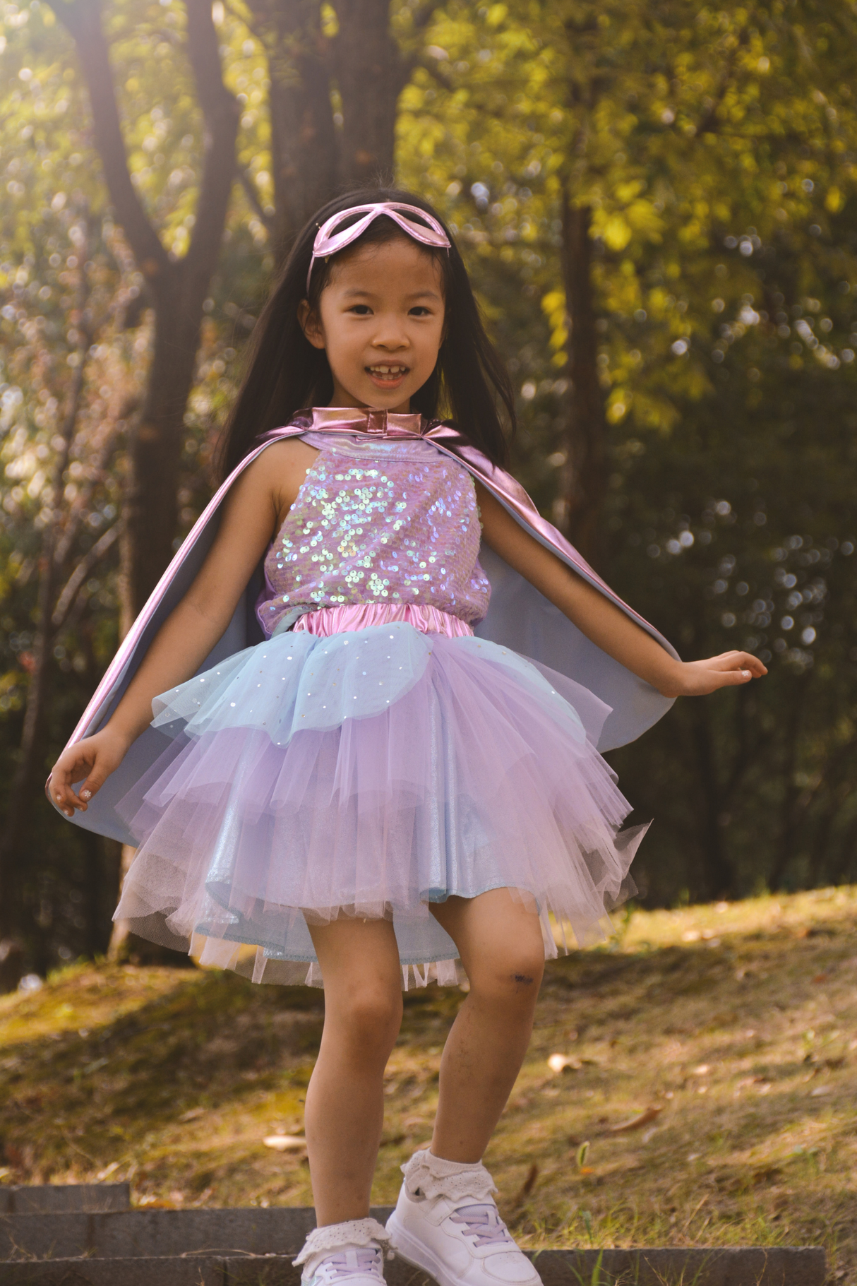 Super-duper Tutu/Cape/Mask - Metallic Pink & Light Blue