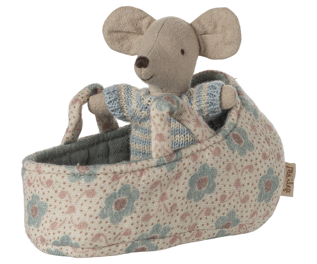 Baby Mouse in Carry Cot - Blue