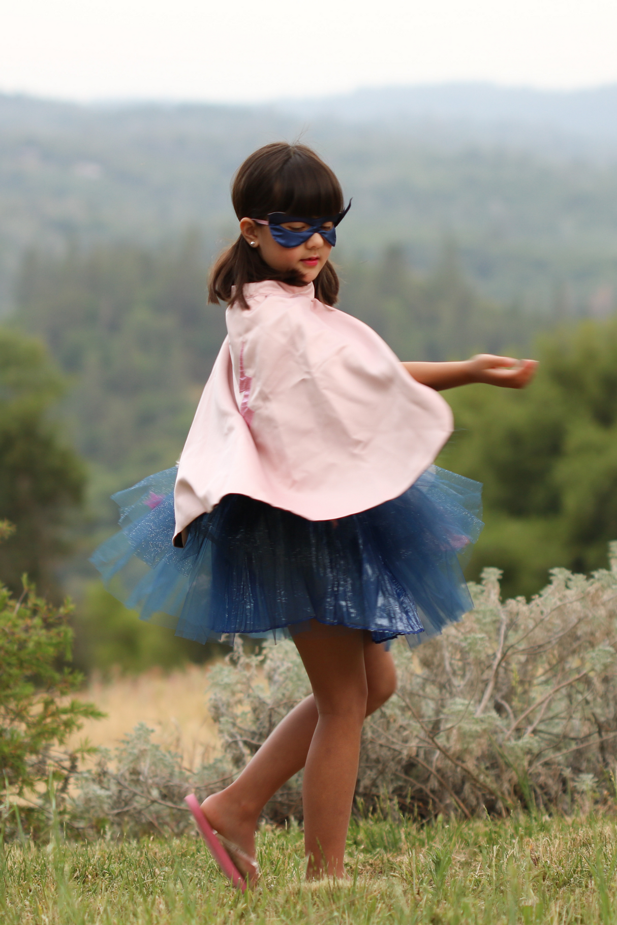 Super-duper Tutu/Cape/Mask - Pink & Navy