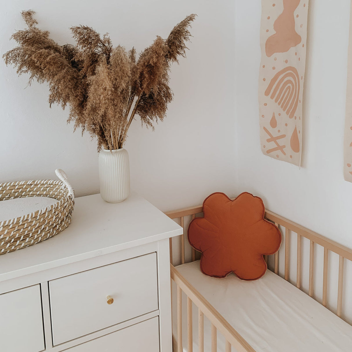 Linen flower shaped pillow.