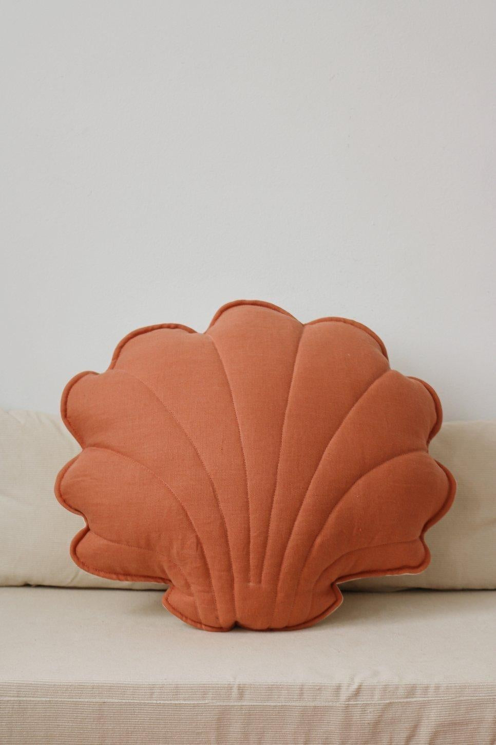 Linen “Papaya” Shell Pillow