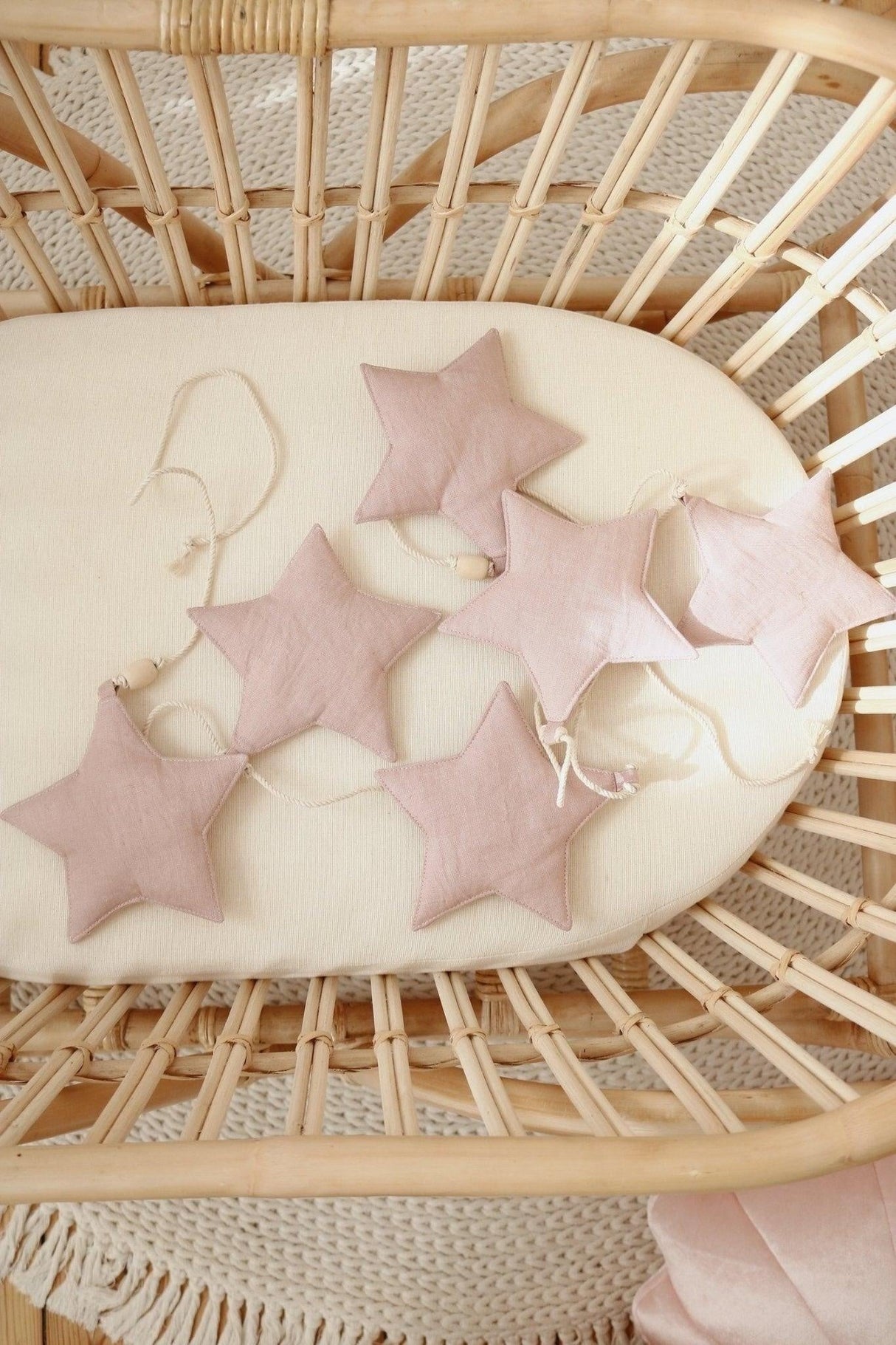 Linen “Pink Powder” Garland with Stars