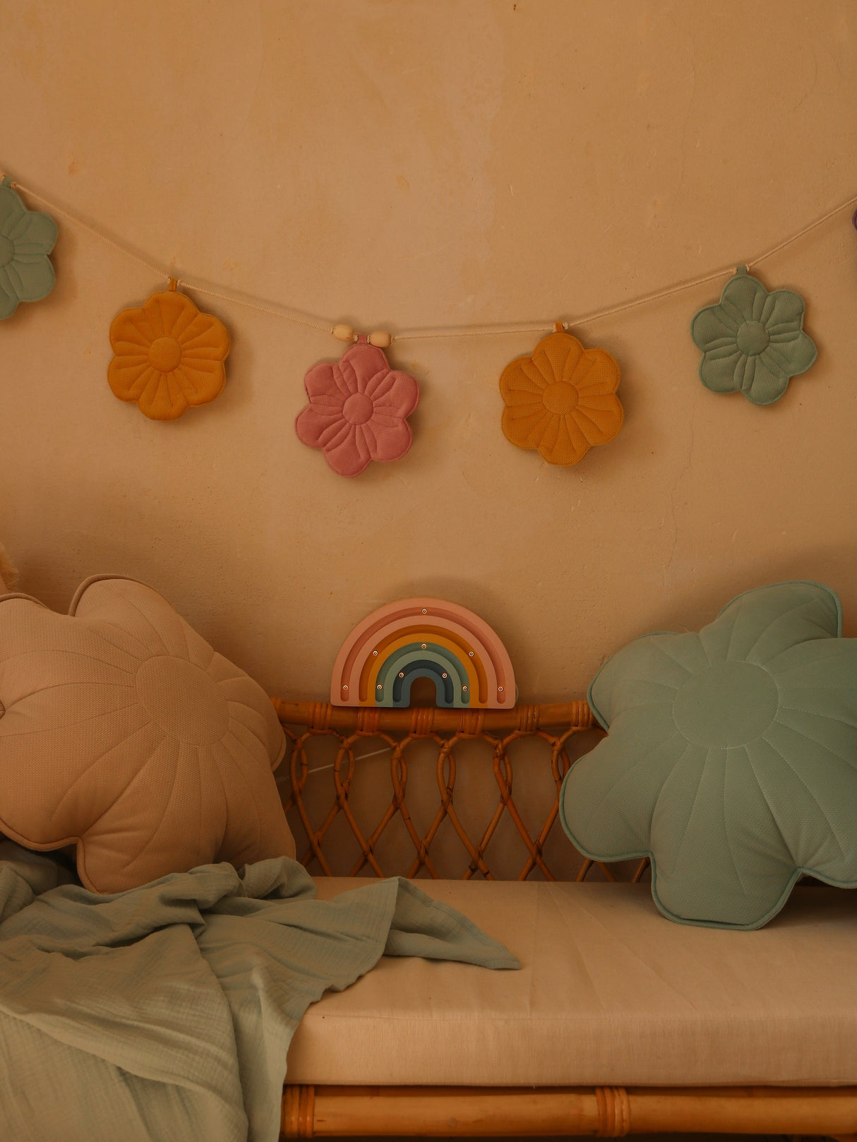 Velvet "Cream Yucca" Flower Pillow