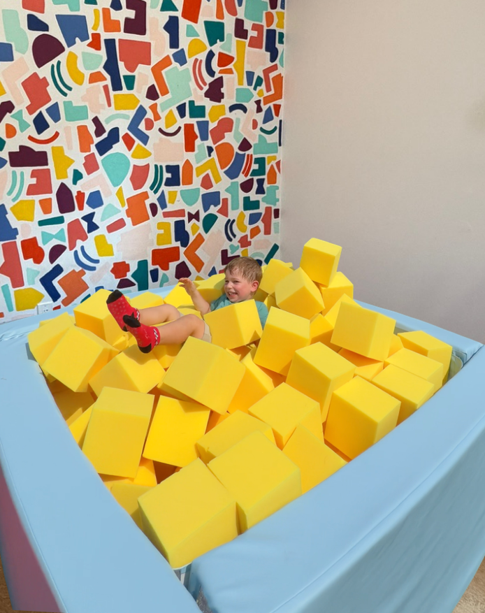 Ages 3 to 5 in the foam pit