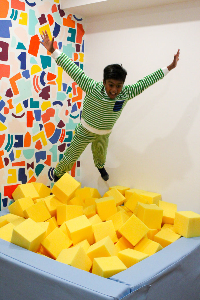 Ages 9 to 12 in the foam pit