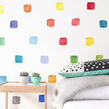 Watercolor Squares • Rainbow • Small • Peel-and-Stick Wall Decals