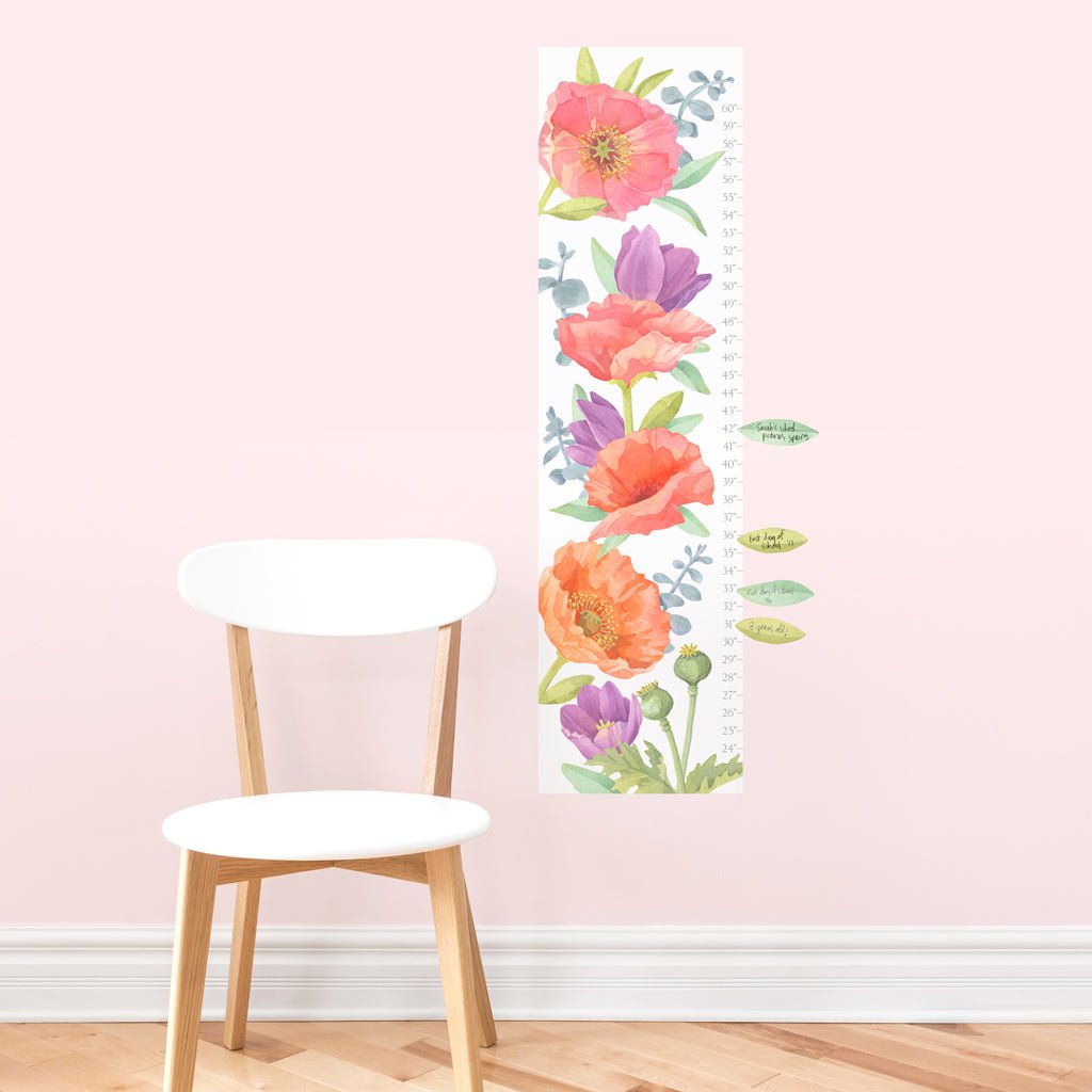 Poppy Mix Growth Chart • Peel-and-Stick Wall Decals