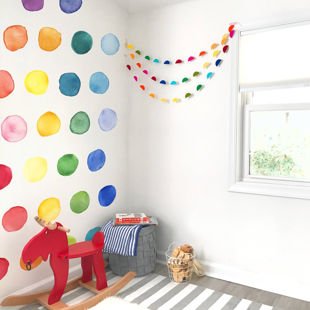 Watercolor Dots • Rainbow • Large • Peel-and-Stick Wall Decals