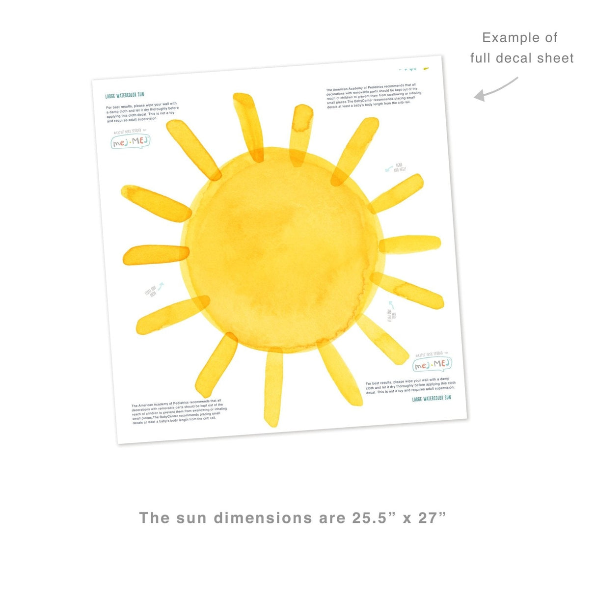 Watercolor Sun • Large • Peel-and-Stick Wall Decals