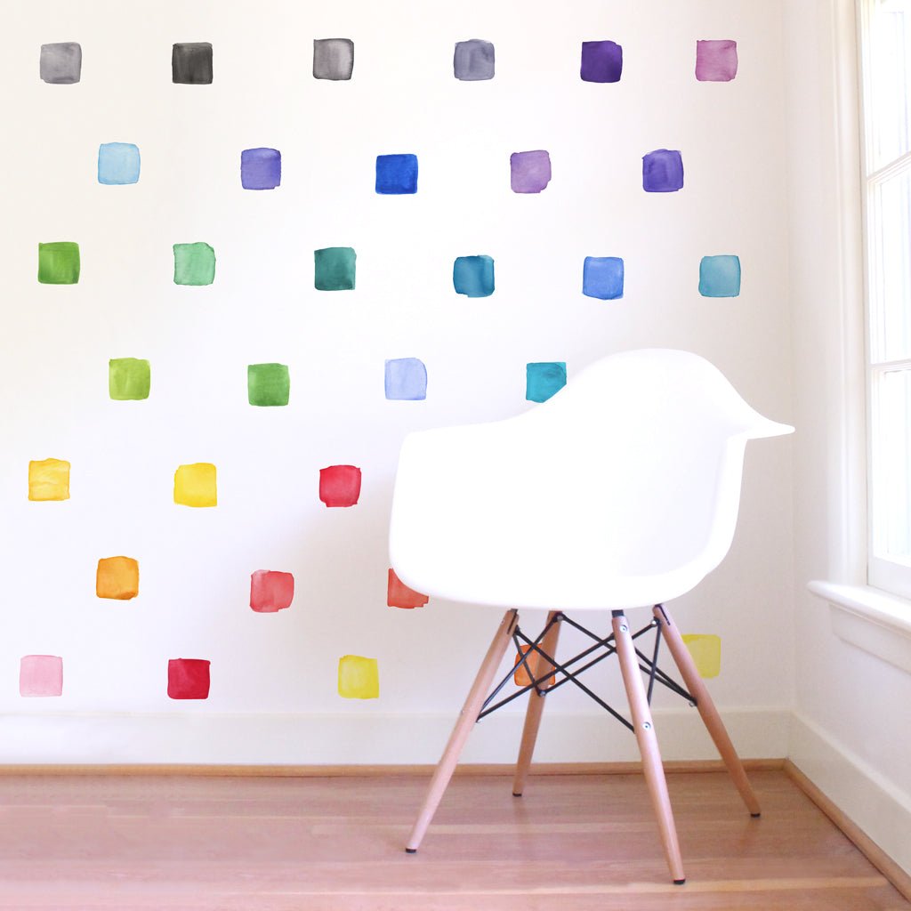 Watercolor Squares • Rainbow • Small • Peel-and-Stick Wall Decals