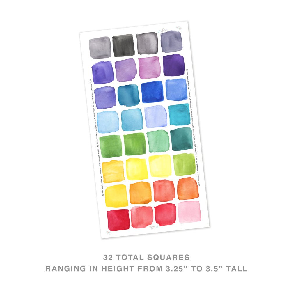 Watercolor Squares • Rainbow • Small • Peel-and-Stick Wall Decals