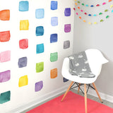 Watercolor Squares • Rainbow • Large • Peel-and-Stick Wall Decals