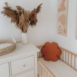 Linen flower shaped pillow.