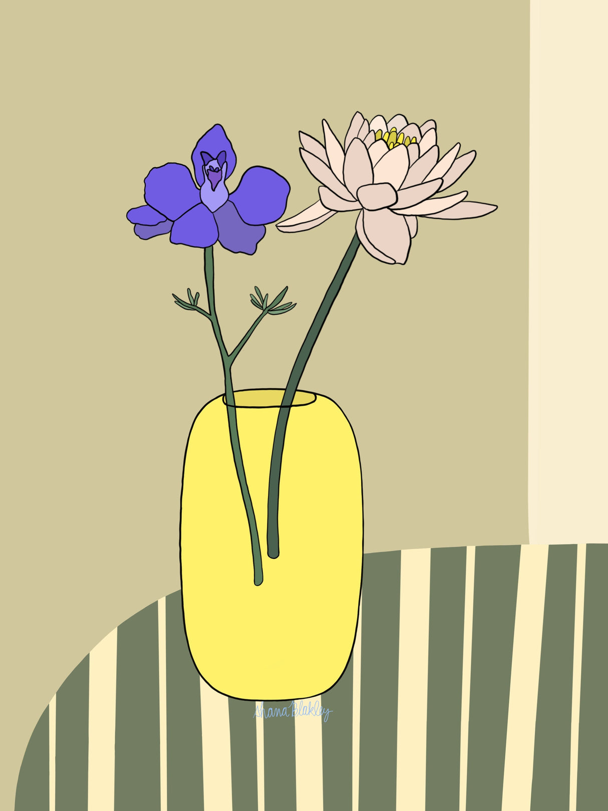 July | Larkspur + Water Lily