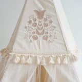 “Boho” Teepee Tent with Frills and Embroidery