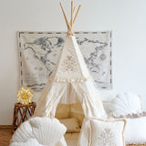 “Boho” Teepee Tent with Frills and Embroidery
