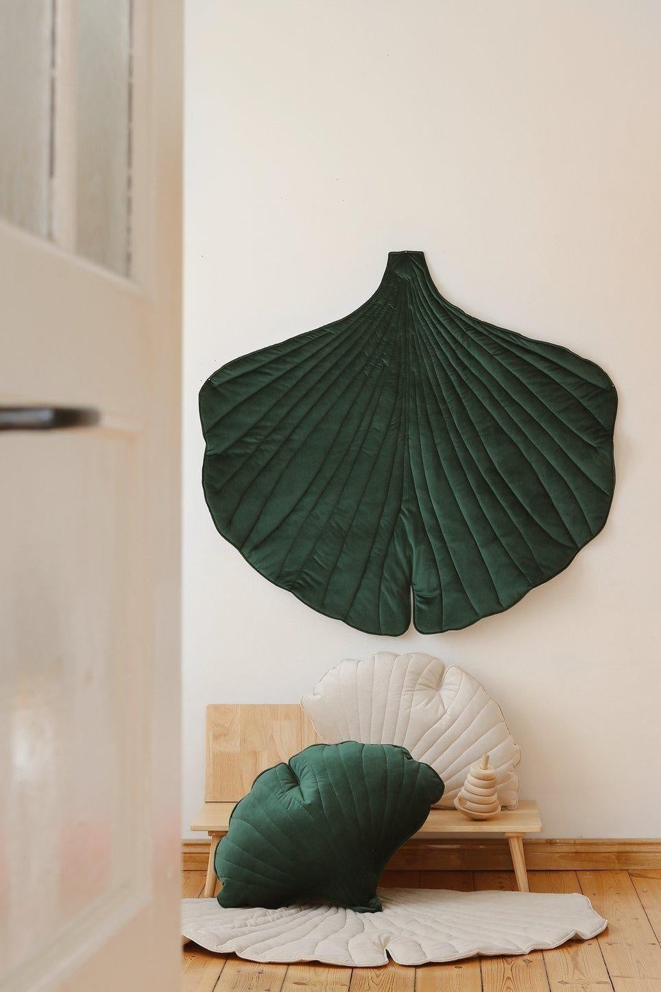 Velvet  “Green” Ginkgo Leaf Mat