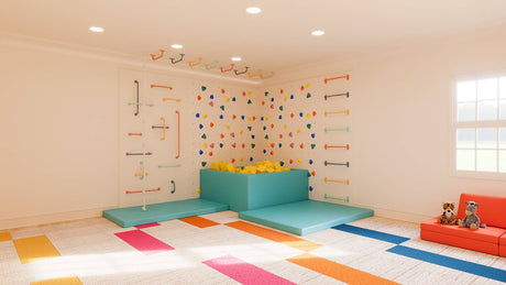 Medium grOH! Play climbing bundle with colorful panels, holds variety pack, and mats for indoor active play space.