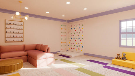 Petite Pastel Rainbow indoor play bundle with soft gradient climbing holds and beginner wall panels for kids’ gross motor play.