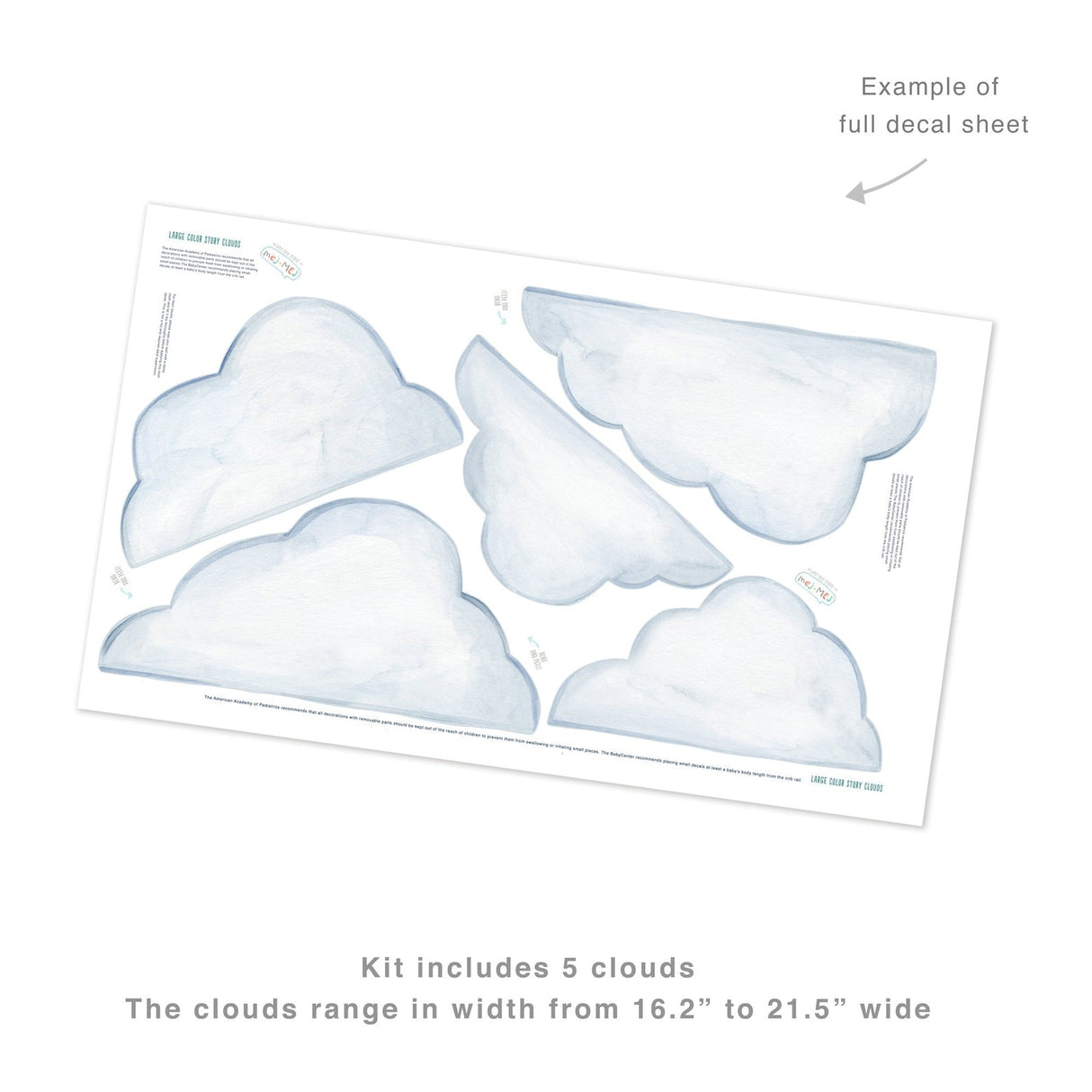 Watercolor Clouds Stylized • Large • Peel-and-Stick Wall Decals