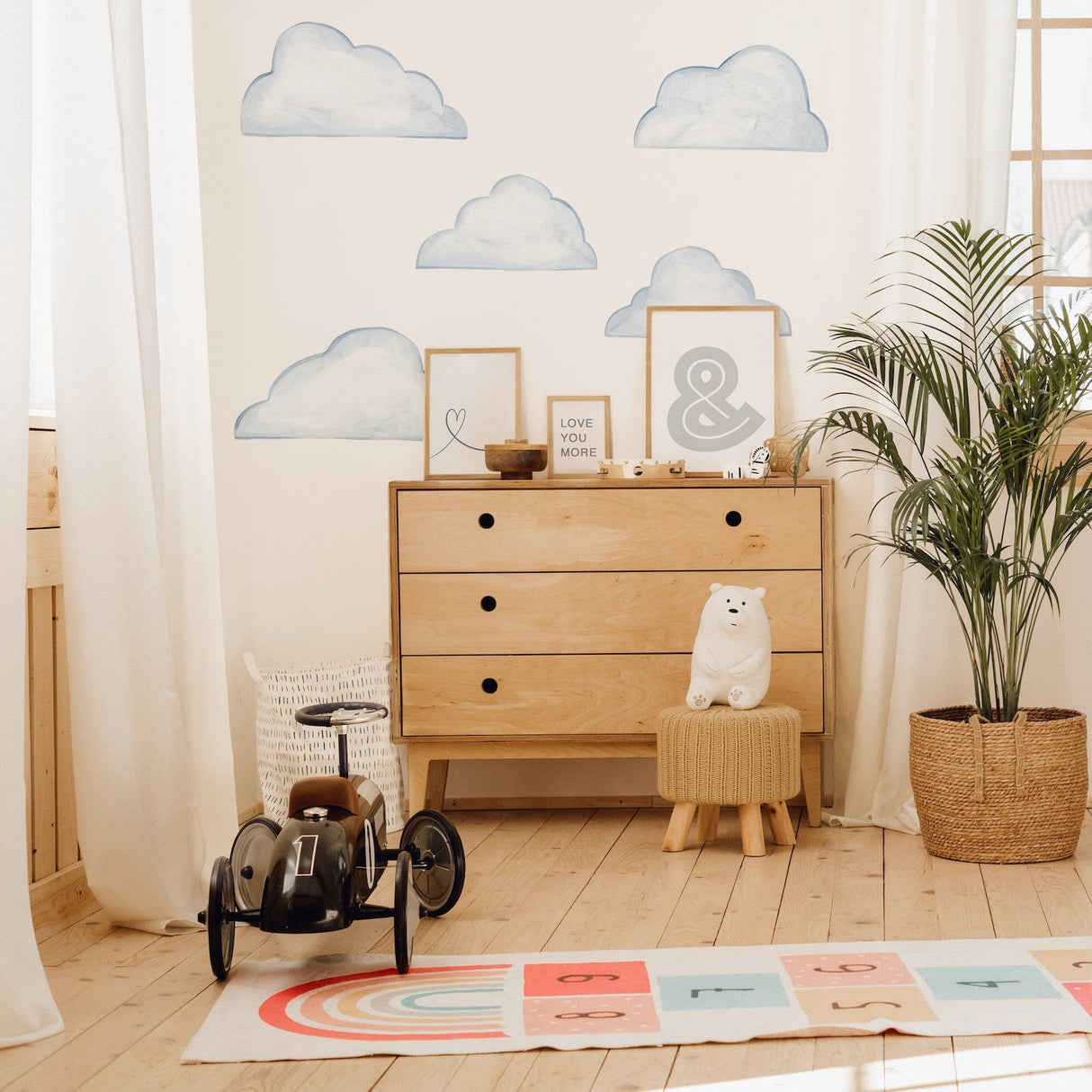 Watercolor Clouds Stylized • Large • Peel-and-Stick Wall Decals
