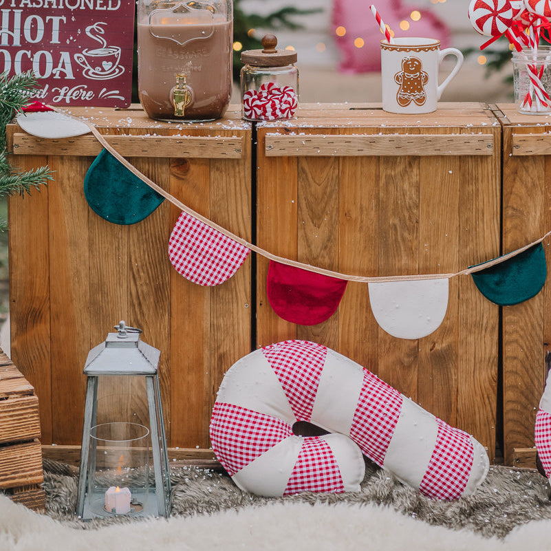 “Red Checkered” Garland with Half Moons